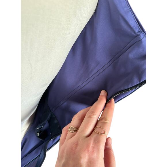 New Nwt Zac Posen Eggplant Purple Corseted Scalloped Neck Bodycon Mini Dress - 6 - Picture 11 of 13